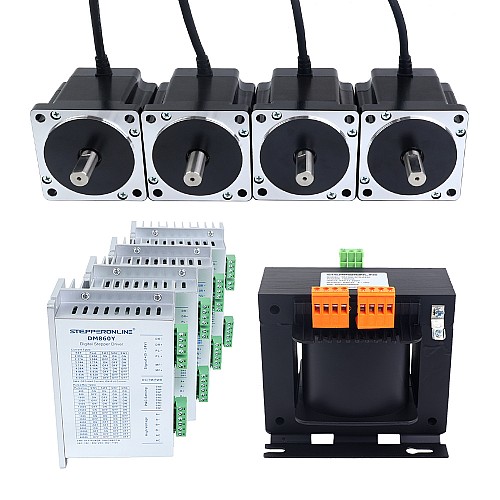 YS Series 4 Axis Stepper CNC Kit 4.8Nm(679.74oz.in) Nema 34 Stepper Motor & Driver & AC Transformer - 4-DM860Y-TR48 | StepperOnline AU