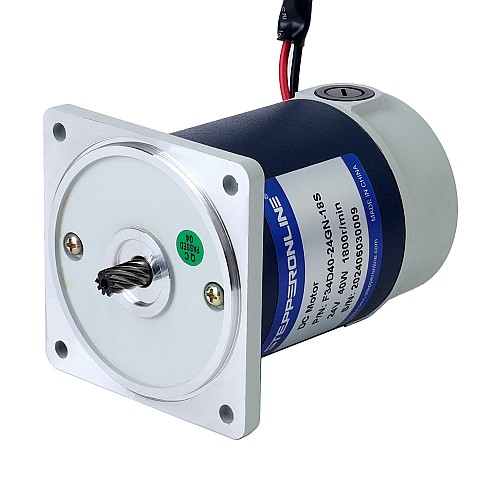 Brushed 24V 40W 1.60Nm(226.58oz.in) 120RPM w/ 15:1 Spur Gearbox DC Gear Motor - F34D40-24GN-18S/4GN15K | StepperOnline AU