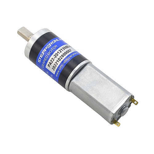 Brushed 12V DC Gear Motor 2.7Kg.cm/34.5RPM w/ 304:1 Planetary Gearbox - PA22-201213500-G304 | StepperOnline AU