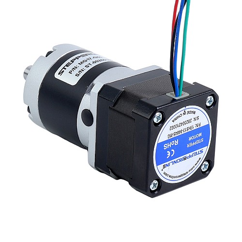 Nema 17 Stepper Motor Bipolar L=34mm w/ Gear Ratio 50:1 MG Series Planetary Gearbox - 17HS13-0404S-MG50 | StepperOnline AU