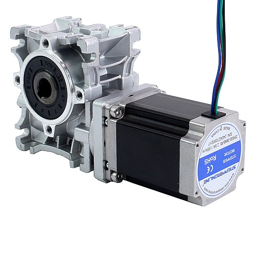 Nema 23 Stepper Motor 76mm Gear Ratio 15:1 Worm Gearbox NMRVS30 Worm Gear Speed Reducer - 23HS30-2804S-RVS30-G15 | StepperOnline AU