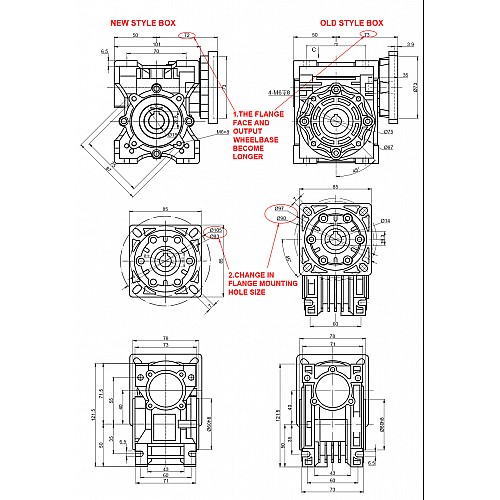 30:1 Worm Gearbox NMRVS40 Worm Gear Speed Reducer 14mm Input Shaft Diameter - NMRVS40-G30-D14 | StepperOnline AU