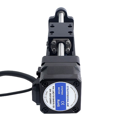 Nema 17 Stepper Ball Screw Linear Actuator 1.5A Stroke 120mm 0.25Nm(35.40oz.in) Lead 2mm(0.07874) with Sensor - LMD17S13BAB15-120 | StepperOnline AU