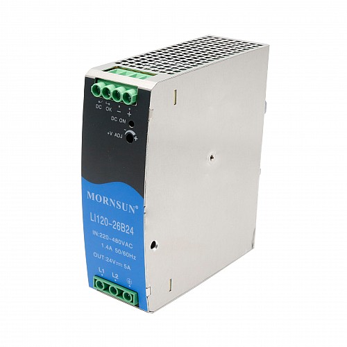 120W 24V 5.0A 180-600VAC/254-848VDC DIN Rail Switching Power Supply - LI120-26B24 | StepperOnline AU