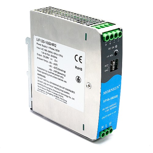 120W 24V 5.0A 85-264VAC/120-370VDC Explosion-Proof DIN Rail Switching Power Supply with PFC Function - LIF120-10B24R2S-EX | StepperOnline AU