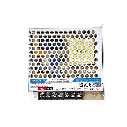 50W 5V/6.0A 12V/2.0A 85-264VAC/120-370VDC Switching Power Supply - LM50-10A0512-20 | StepperOnline AU