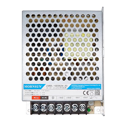65W 5V/4.0A 24V/2.0A 90-264VAC/120-370VDC Switching Power Supply - LM65-10D0524-20 | StepperOnline AU
