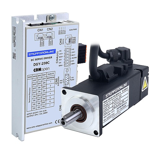 DSY Series 100W CANopen DC Servo Motor 24-70VDC 0.318Nm w/ Brake 3000rpm 17-Bit Incremental Encoder IP65 - DSY-C100L2B2-M17S | StepperOnline AU
