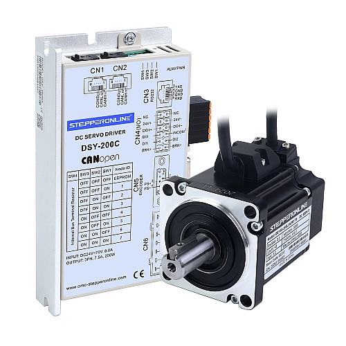 DSY Series 200W CANopen DC Servo Motor 24-70VDC 0.637Nm 3000rpm 17-Bit Incremental Encoder IP65 - DSY-C200L2A2-M17S | StepperOnline AU