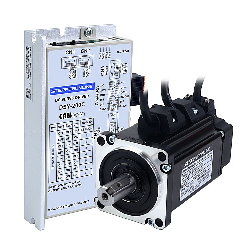DSY Series 200W CANopen DC Servo Motor 24-70VDC 0.637Nm w/ Brake 3000rpm 17-Bit Incremental Encoder IP65 - DSY-C200L2B2-M17S | StepperOnline AU