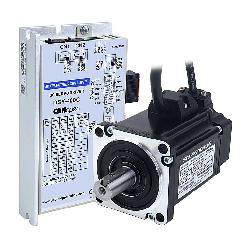 DSY Series 400W CANopen DC Servo Motor 24-70VDC 1.27Nm 3000rpm 17-Bit Incremental Encoder IP65 - DSY-C400L2A2-M17S | StepperOnline AU