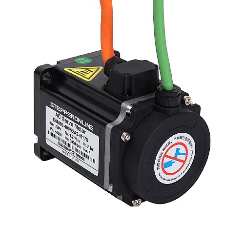 E6 Series 400W AC Servo Motor Kit 3000rpm 1.27Nm 17-Bit Encoder IP65 - E6-RS400H2A2-M17S | StepperOnline AU
