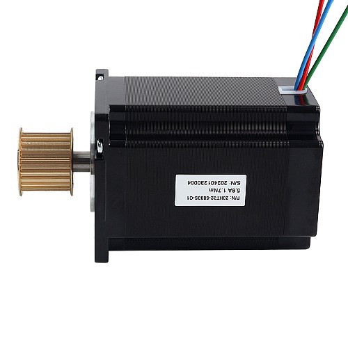 Nema 23 3-Phase Stepper Motor 1.7Nm(240.79oz.in) 5.8A 57x57x80.7mm 3 Wires w/ Timing Belt Pulley - 23HT32-5803S-C1 | StepperOnline AU