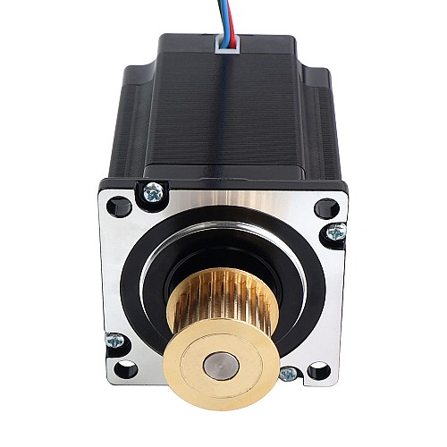 Nema 23 3-Phase Stepper Motor 1.7Nm(240.79oz.in) 5.8A 57x57x80.7mm 3 Wires w/ Timing Belt Pulley - 23HT32-5803S-C1 | StepperOnline AU