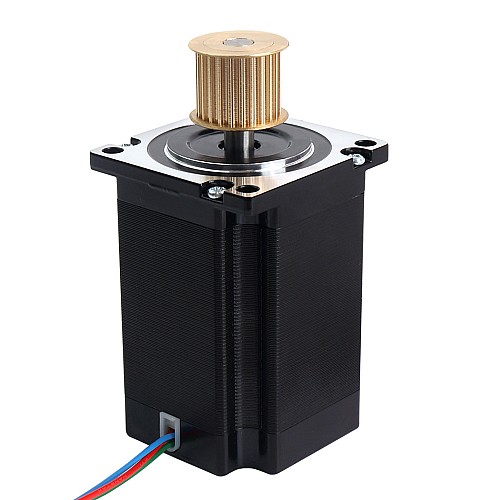 Nema 23 3-Phase Stepper Motor 1.7Nm(240.79oz.in) 5.8A 57x57x80.7mm 3 Wires w/ Timing Belt Pulley - 23HT32-5803S-C1 | StepperOnline AU