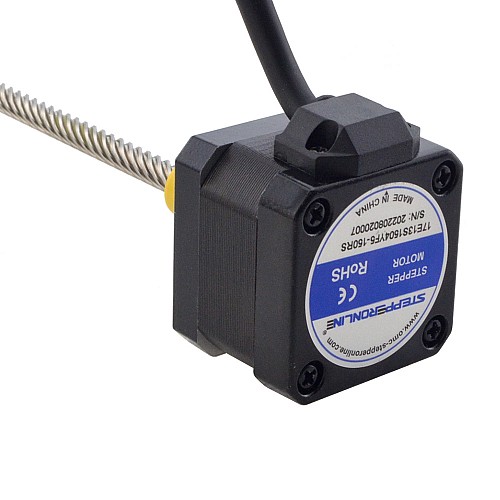 NEMA 17 External Acme Linear Stepper Motor 1.5A 34mm Stack Screw Lead 25.4mm(1) Lead Length 150mm - 17E13S1504YF5-150RS | StepperOnline AU