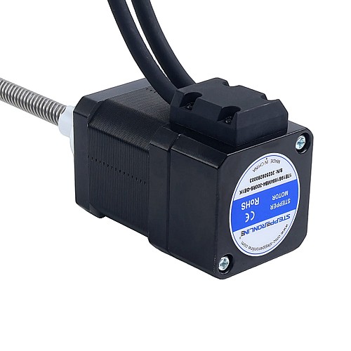 Nema 17 External Acme Linear Stepper Motor 1.68A 48mm Stack Screw Lead 8mm(0.31496") w/ Optical Incremental Encoder 1000PPR - 17E19S1684MB4-300RS-OE1K | StepperOnline AU