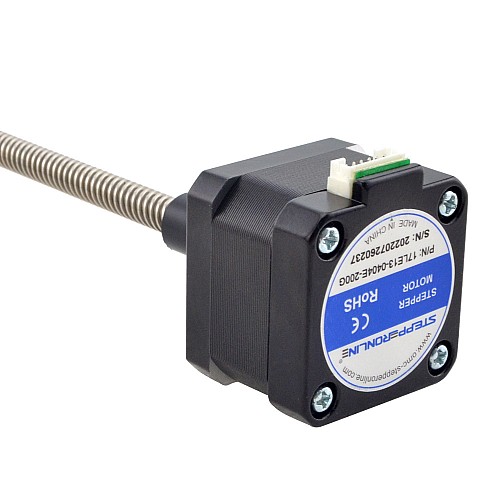 Nema 17 External 34mm Stack 0.4A Lead 8mm(0.31496) Length 200mm - 17LE13-0404E-200G | StepperOnline AU