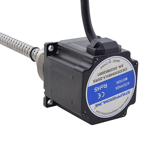 NEMA 23 External Ball Screw Linear Stepper Motor 3.0A 56mm Stack Screw Lead 5mm(0.1969) Lead Length 200mm - 23E22S3004BVL5-200RS | StepperOnline AU