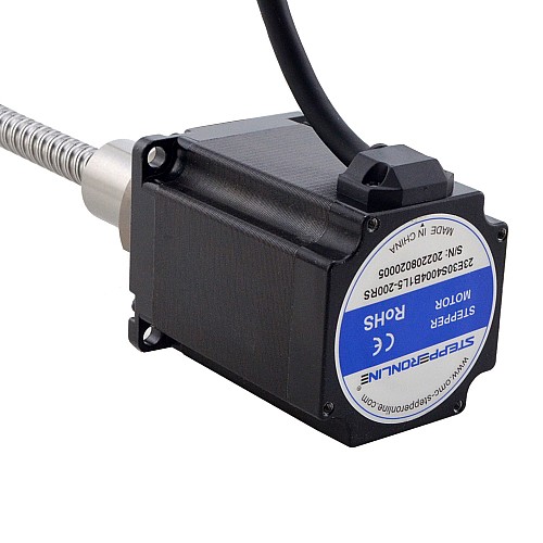 NEMA 23 External Ball Screw Linear Stepper Motor 4.0A 75mm Stack Screw Lead 10mm(0.3937) Lead Length 200mm - 23E30S4004B1L5-200RS | StepperOnline AU