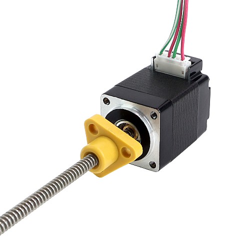 NEMA 8 External Trapezoidal Linear Stepper Motor 0.5A 28.2mm Stack Screw Lead 1mm(0.03937) Lead Length 100mm - 8E11S0504SC5-100RS | StepperOnline AU