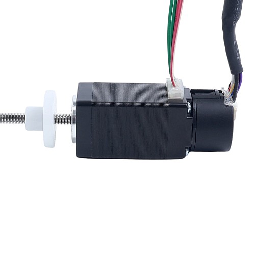 NEMA 8 External Trapezoidal Linear Stepper Motor 0.5A 38mm Stack Screw Lead 1mm(0.03937") w/ Optical Incremental Encoder 1000PPR - 8E15S0504SC4-100RS-OE1K | StepperOnline AU