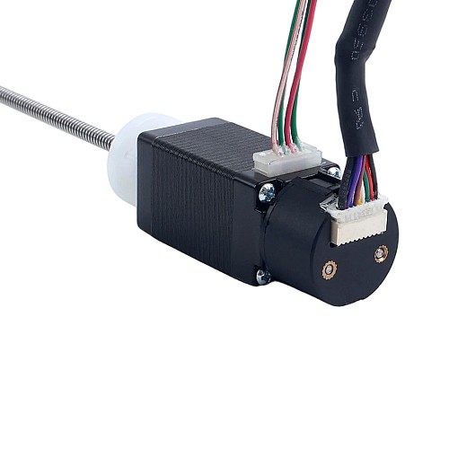 NEMA 8 External Trapezoidal Linear Stepper Motor 0.5A 38mm Stack Screw Lead 1mm(0.03937") w/ Optical Incremental Encoder 1000PPR - 8E15S0504SC4-100RS-OE1K | StepperOnline AU