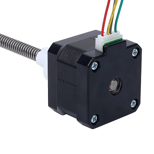 Nema 17 External 34mm Stack 0.4A Lead 4mm(0.15748) Length 100mm - 17E13S0404DB4-100RS | StepperOnline AU