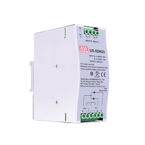 DR-RDN20 MEANWELL 24VDC 20A Redundancy Module DIN Rail Power Supply - DR-RDN20 | StepperOnline AU