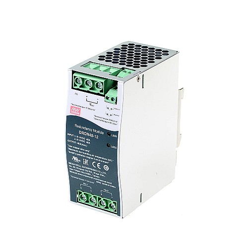 DRDN40-12 MEANWELL 12VDC 40A DIN Rail Type Redundancy Module - DRDN40-12 | StepperOnline AU