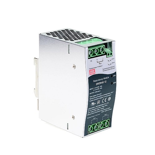 DRDN40-12 MEANWELL 12VDC 40A DIN Rail Type Redundancy Module - DRDN40-12 | StepperOnline AU
