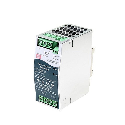 DRDN40-24 MEANWELL 24VDC 40A DIN Rail Type Redundancy Module - DRDN40-24 | StepperOnline AU