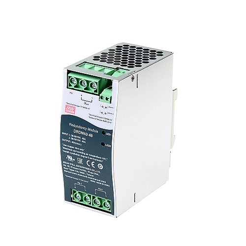 DRDN40-48 MEANWELL 48VDC 40A DIN Rail Type Redundancy Module - DRDN40-48 | StepperOnline AU