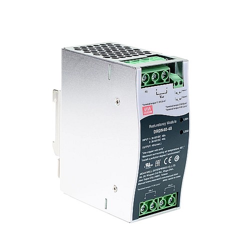 DRDN40-48 MEANWELL 48VDC 40A DIN Rail Type Redundancy Module - DRDN40-48 | StepperOnline AU