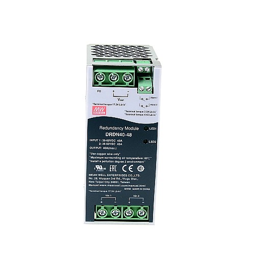 DRDN40-48 MEANWELL 48VDC 40A DIN Rail Type Redundancy Module - DRDN40-48 | StepperOnline AU