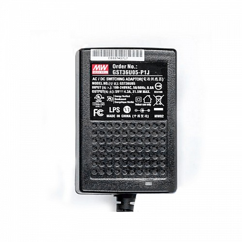 GST36U05-P1J MEANWELL 21.5W 5VDC 4.3A 115/230VAC AC-DC Reliable Green Industrial Adaptor - GST36U05-P1J | StepperOnline AU