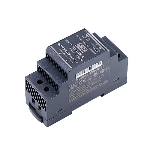HDR-30-48 MEANWELL 36W 48VDC 0.75A 115/230VAC Ultra Slim Step Shape DIN Rail Power Supply - HDR-30-48 | StepperOnline AU