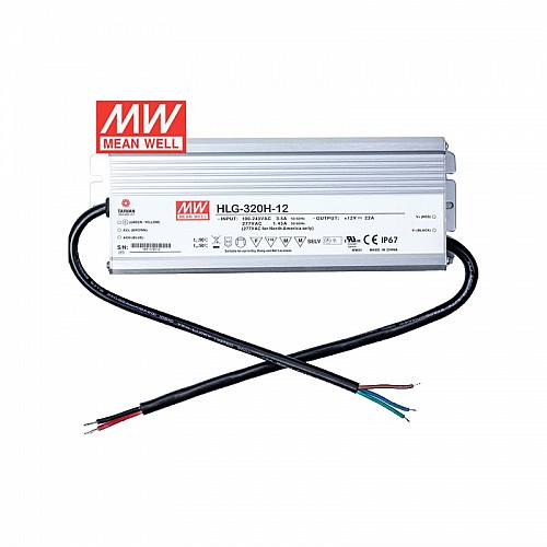 HLG-320H-12 MEANWELL 264W 22A 12V Constant Voltage + Constant Current LED Driver - HLG-320H-12 | StepperOnline AU