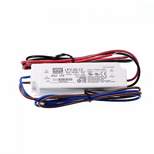 LPV-20-12 MEANWELL 20W 1.67A 12V Single Output Switching Power Supply - LPV-20-12 | StepperOnline AU