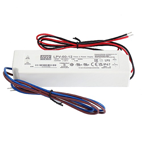 LPV-60-12 MEANWELL 60W 5A 12V Single Output Switching Power Supply - LPV-60-12 | StepperOnline AU