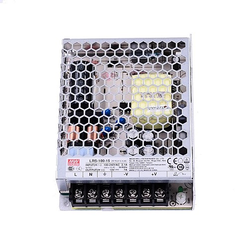 LRS-100-15  MEANWELL 105W 15VDC 7A 115/230VAC Enclosed Switching Power Supply - LRS-100-15 | StepperOnline AU