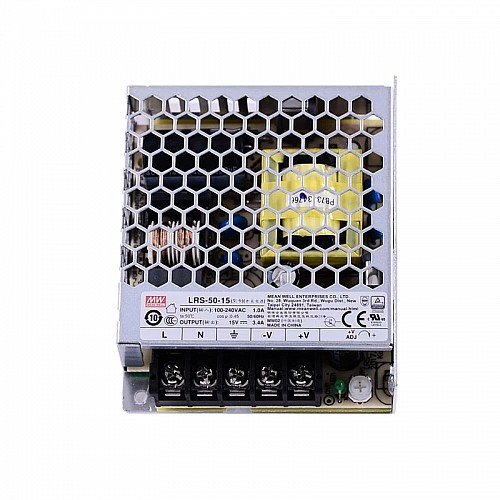 LRS-50-15 MEANWELL 51W 15VDC 3.4A 115/230VAC Enclosed Switching Power Supply - LRS-50-15 | StepperOnline AU