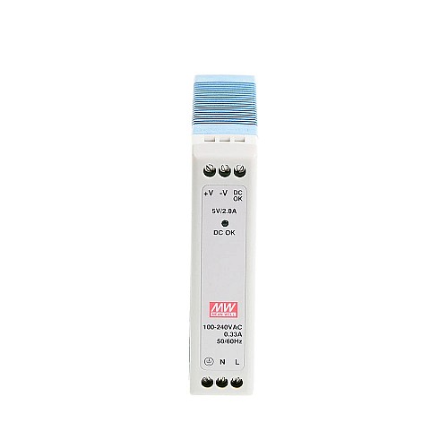 MDR-10-15 MEANWELL 10W 15VDC 0.67A 115/230VAC Single Output Industrial DIN Rail Power Supply - MDR-10-15 | StepperOnline AU