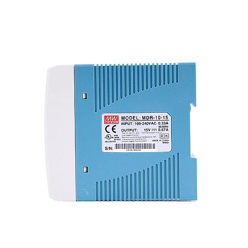 MDR-10-15 MEANWELL 10W 15VDC 0.67A 115/230VAC Single Output Industrial DIN Rail Power Supply - MDR-10-15 | StepperOnline AU
