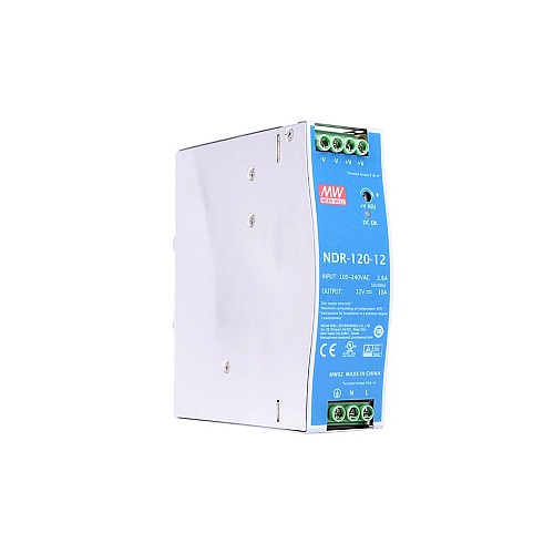 NDR-120-12 MEANWELL 120W 12VDC 10A 115/230VAC Single Output Industrial DIN RAIL - NDR-120-12 | StepperOnline AU