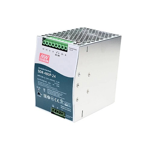CN On Sale - SDR-480P-24 MEANWELL 480W 24VDC 20A 115/230VAC Single Output Industrial DIN RAIL With PFC and Parallel Function - CN-SDR-480P-24 | StepperOnline AU