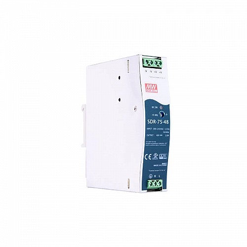SDR-75-48 MEANWELL 76.8W 48VDC 1.6A 115/230VAC Single Output Industrial DIN RAIL With Power Supply - SDR-75-48 | StepperOnline AU