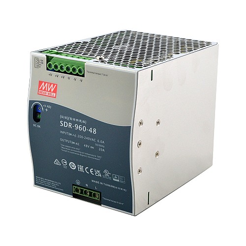 SDR-960-48 MEANWELL 960W 48VDC 20A 230VAC With PFC Function DIN Rail Power Supply - SDR-960-48 | StepperOnline AU