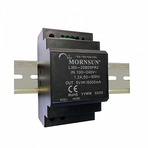 60W 24V 2.5A 85-264VAC/120-370VDC DIN Rail Switching Power Supply - LI60-20B24PR2 | StepperOnline AU