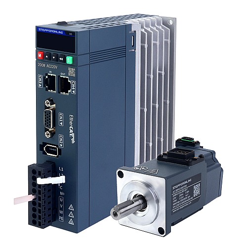 A6 Series 100W EtherCAT AC Servo Motor Kit 3000rpm 0.32Nm w/ Brake 17-Bit Absolute Encoder IP67 - A6-EC100L2B1-M17 | StepperOnline AU